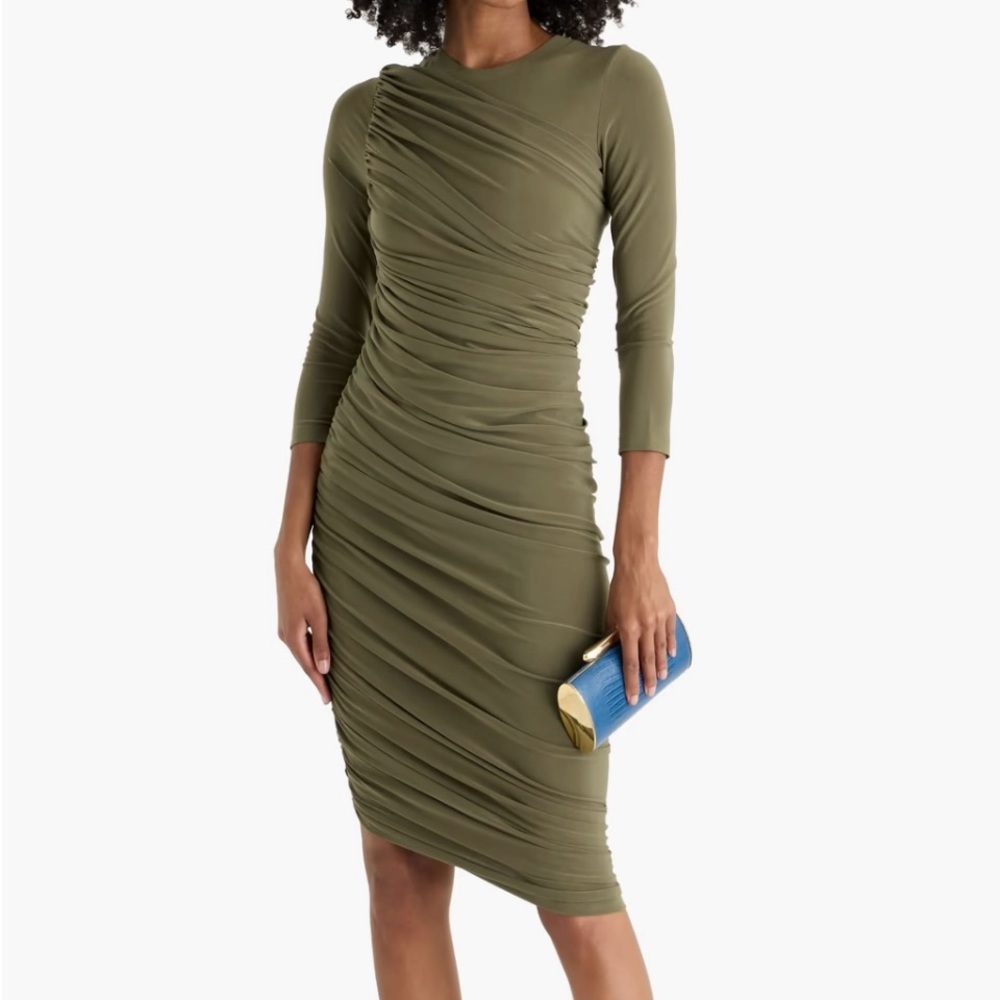 Norma Kamali Diana Olive Green Dress